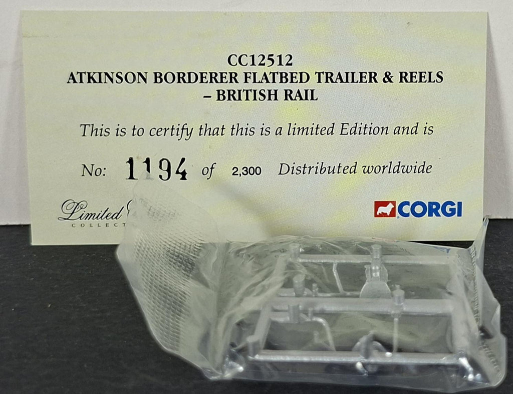 Boxed Corgi British Rail Atkinson Borderer Flatbed Trailer & Reels - CC12512