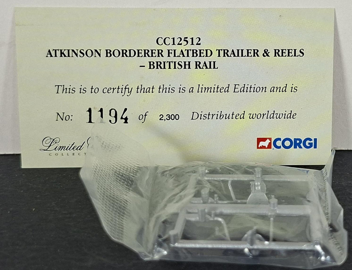 Boxed Corgi British Rail Atkinson Borderer Flatbed Trailer & Reels - CC12512