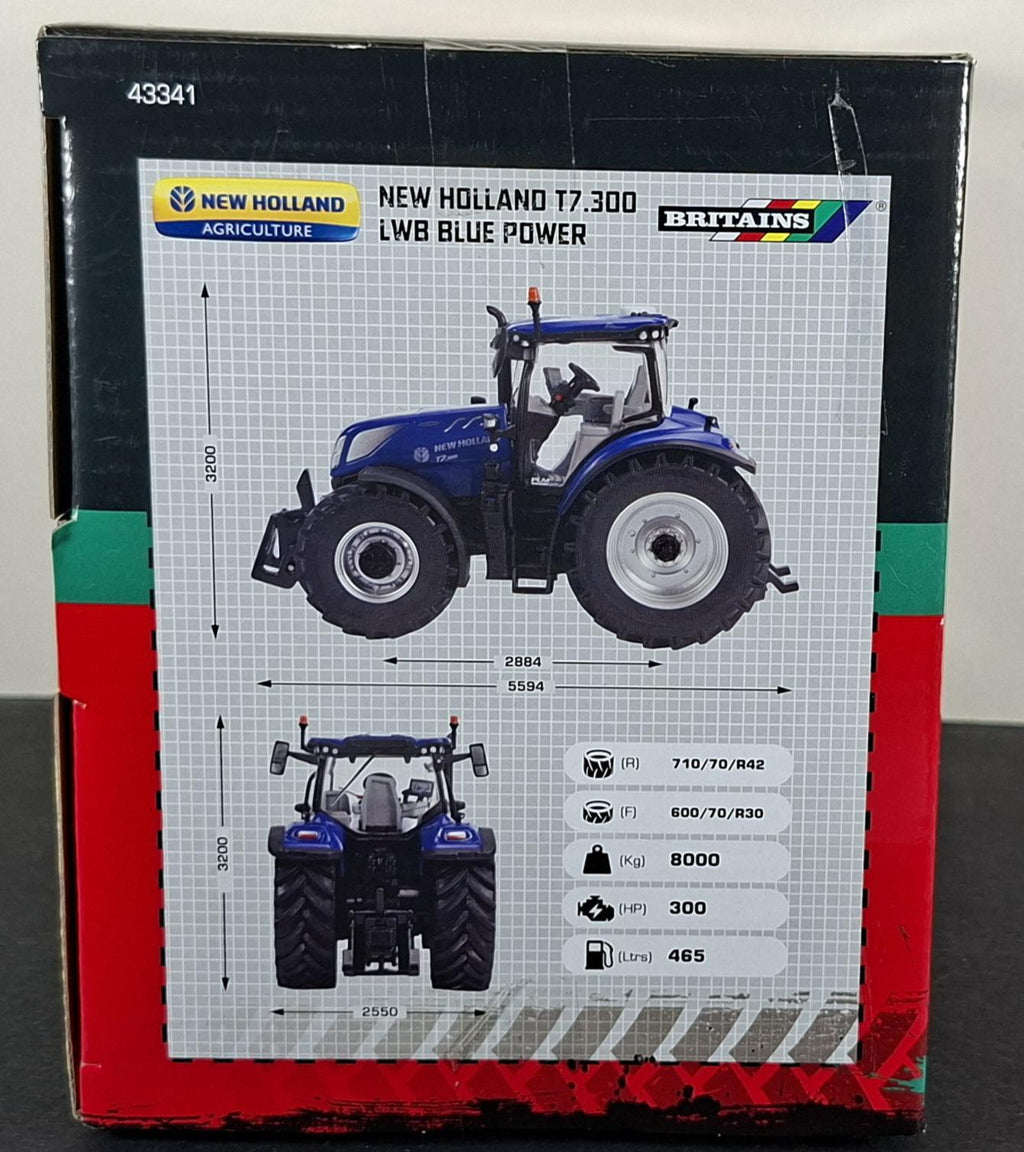 Boxed Britains New Holland T7.300 LWB Blue Power Tractor - 43341