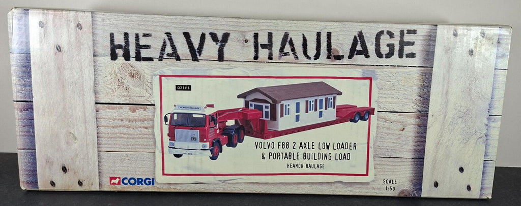 Boxed Corgi Heanor Haulage Volvo F88 2 Axle Low Loader & Portable Building Load -  CC13110
