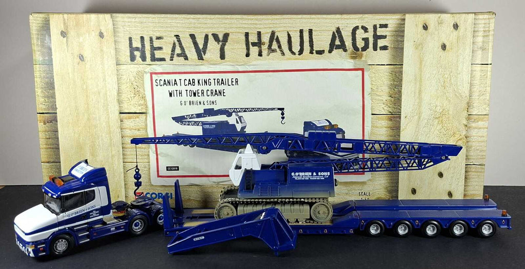 Boxed Corgi G O'Brien & Sons Scania T Cab King Trailer With Tower Crane - CC12818